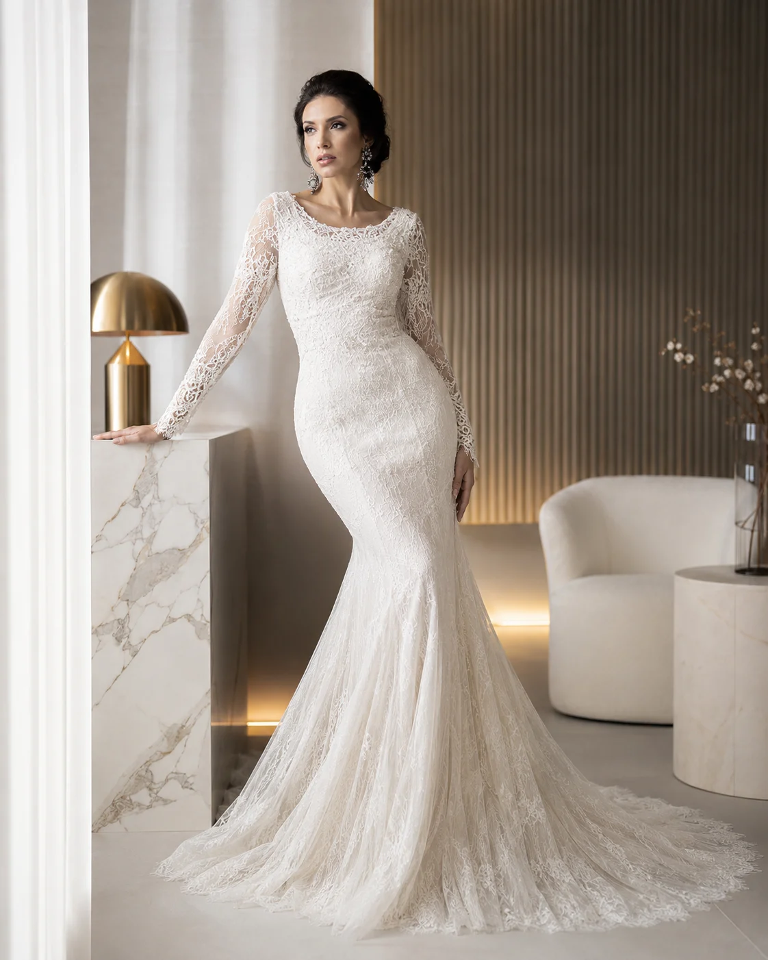 abito da sposa a sirena maniche lunghe pizzo abito da sposa a sirena maniche lunghe pizzo