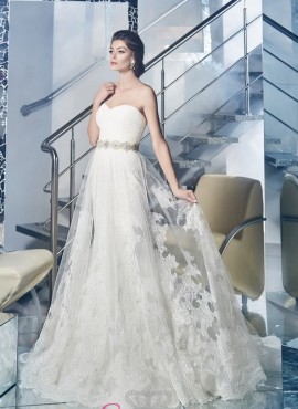 abiti da sposa in tulle e pizzo ricamato elegante economici tendenze 2017