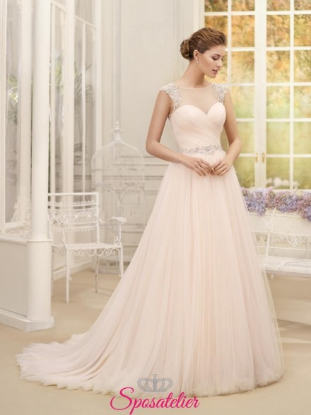 abito da sposa in tulle colorato rosa chiaro  sito italiano negozio online