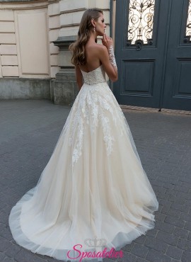 Abito da Sposa Elegante senza spalline e corpetto in pizzo e gonna gonfia