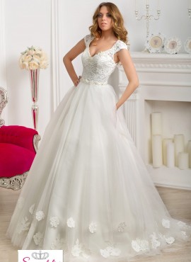 Vestito da Sposa online Economico  gonna a palloncino con ricami di Pizzo