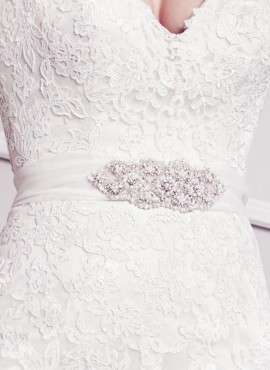 cintura abito sposa online in organza e strass