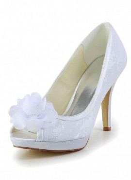 Scarpe Sposa online in pizzo spuntate con plateau