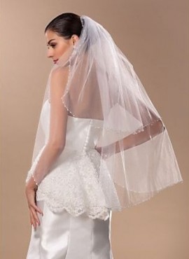 lilia- velo da sposa economico con applicazioni di pailette a due strati in tulle