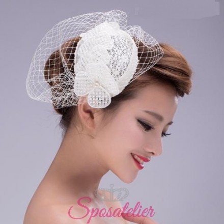 Veletta Sposa  online a rete con fiore di raso