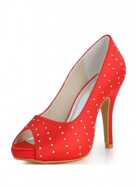 scarpe sposa online rosse con plateau e strass