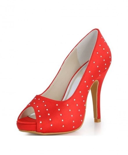 scarpe sposa online rosse con plateau e strass