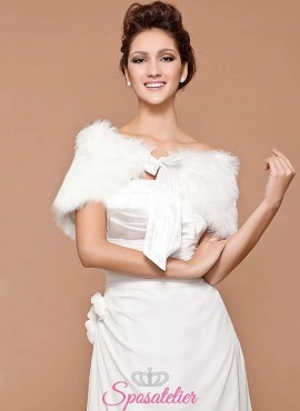 Pelliccia bolero sposa online elegante con fiocco ecologica