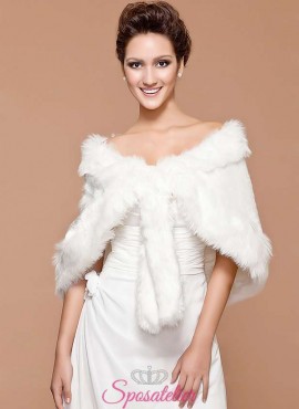 Coprispalle pelliccia sposa online maniche lunghe elegante