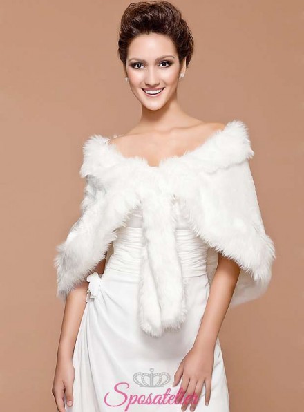 Coprispalle pelliccia sposa online maniche lunghe elegante