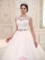 Felicia- vendita abiti da sposa economici online Italia modello principessa di lusso con corpetto ricamato in pizzo scollo a cuore giromanica abiti su misura sartoria italiana