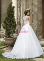 sposa online economici Italia vendita modello a-line giro maniche ricamato in pizzo tulle organza sito italiano online sartoria italiana abiti da sposa su misura sposa collezione 2016 primavera estate nuove tendenze