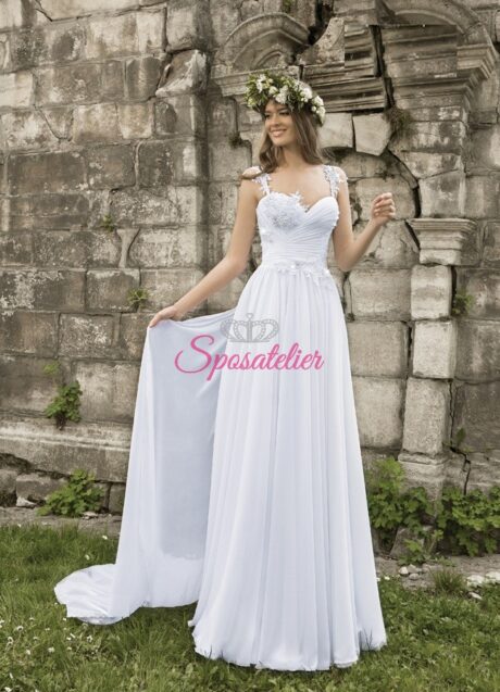 abiti da sposa online economici Italia vendita modello a-line sito italiano online sartoria italiana abiti da sposa su misura sposa collezione 2016 primavera estate nuove tendenze mezze maniche scollo cuore cintura sulla vita ricamato in pizzo tulle organza