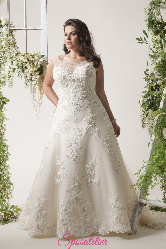 Abito da sposa Taglie Forti Affascinante Primavera Bianca Scollo a v 