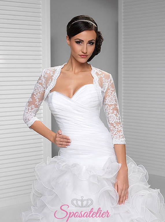 vendita online Coprispalle sposa economici offerta organza ricamato in pizzo