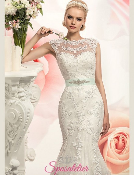 fiorda- Abiti da Sposa sirena sexy cintura con strass