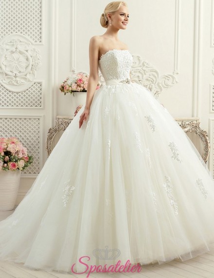 delly-Abito da sposa bianco Palloncino con scollo cuore principesco