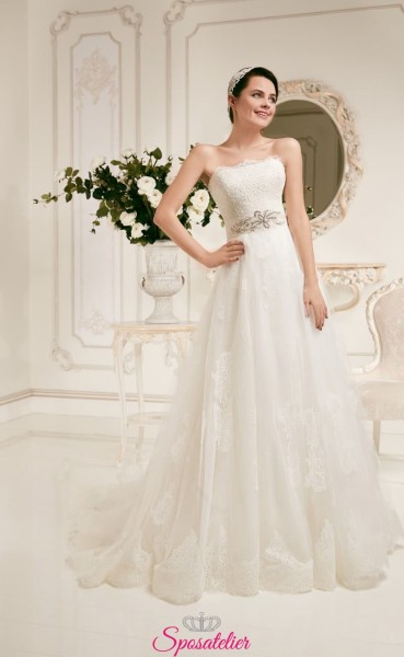 messica-Vestito da Sposa in pizzo con scollatura a cuore elegante
