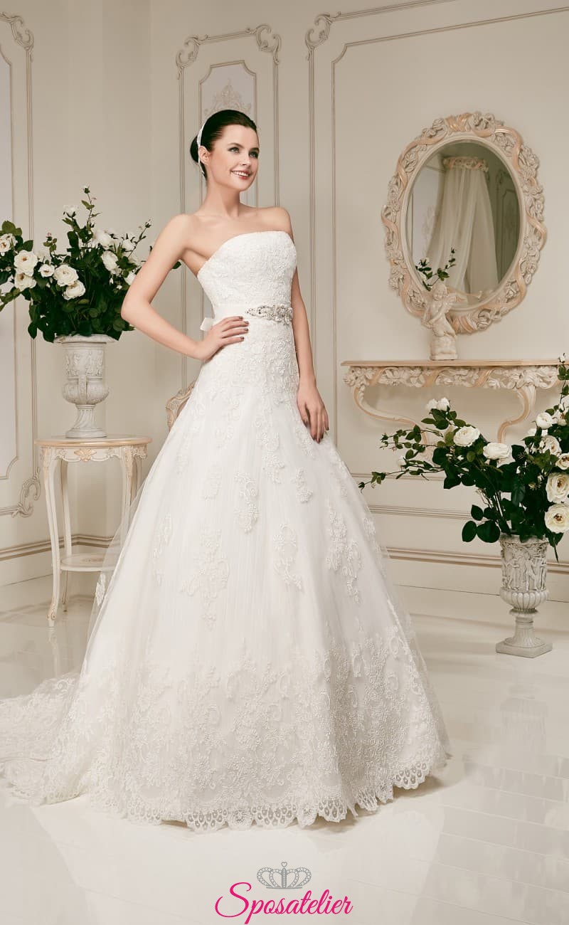 Abito Da Sposa Economico Mezza Sirena Di Tulle E Pizzo Con Scollo A Cuoresposatelier