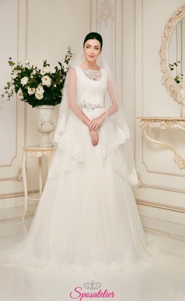 vestito da Sposa in organza economico giromaniche
