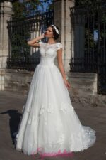 celinda- abito da sposa online scollo barchetta taglio a trapezio Italia economici ampio ricamato in pizzo Nuova Collezione 2016 stile realizzati su misura sito italiano