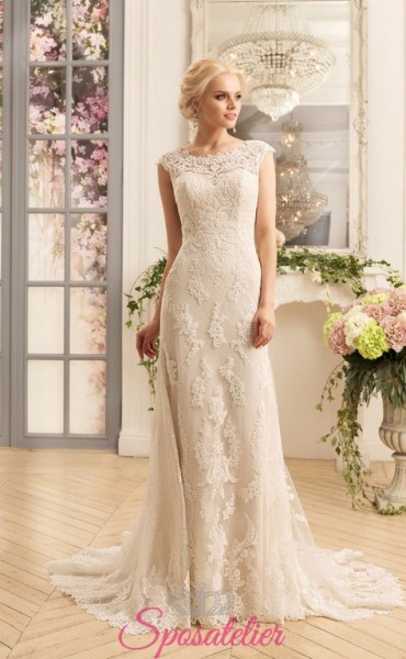 elliott- abito da sposa A con schiena ricamata in pizzo