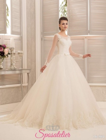 ORIETA-Abito da sposa in tulle ricamato in pizzo 2017  on line economici italia
