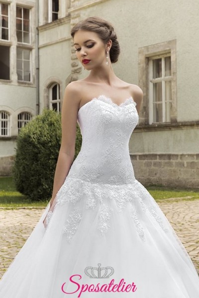 avril-Abito da Sposa online economico principesco ampio strascico lungo