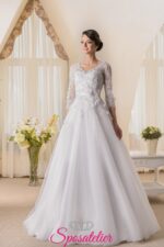 America-Vestiti da sposa online Italia ampio e principesco ricamato in pizzo lowcost outlet taglio trapezio Nuova Collezione 2017 realizzati su misura sito italiano