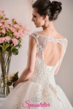 MATHILDE-abito da sposa online economico italia con gonna Ampia e scollo tondo corpetto ricamato lowcost outlet Nuova Collezione 2017 realizzati su misura sito italiano