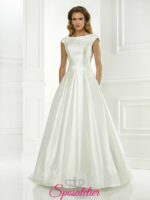 frliana- Abiti da Sposa economici online italia in raso rendingote taglio trapezio nuova collezione 2017 realizzati su misura sito italiano