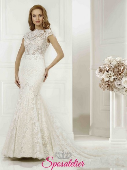 morena-VESTIDO DE NOVIA ESTILO SIRENA DE ENCAJE CON ESCOTE CORAZON