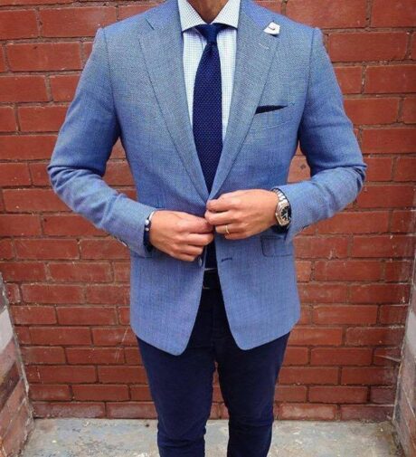 cravatta tessuto maglia blu