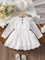 battesimo maniche lunghe pizzo