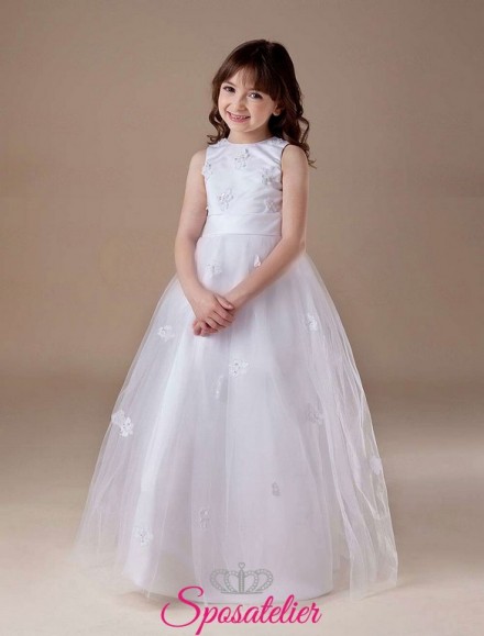 Abito Prima Comunione Economico Semplice Bianco o altri colori con gonna in organza