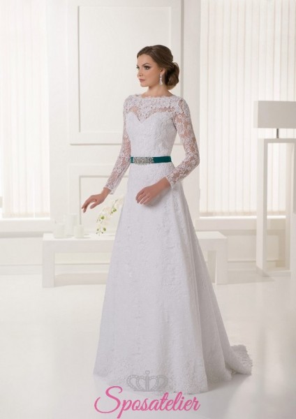 milan- abiti da sposa economico online con cintura colorata