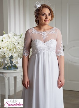 abiti da sposa stile impero taglie forti con maniche 3/4