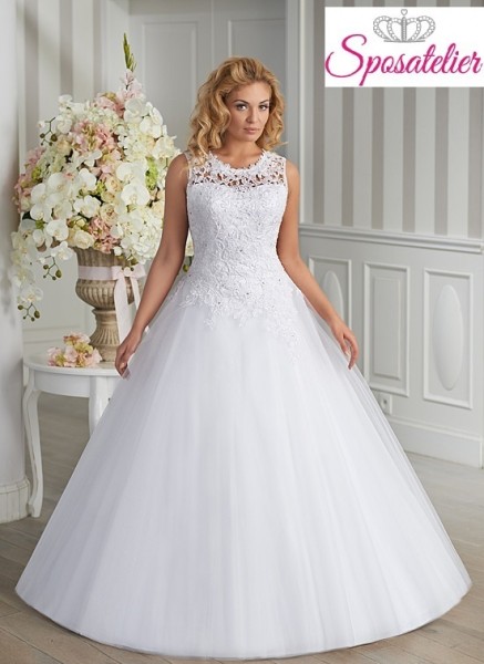 vestiti da sposa taglie forti ampio con ricami in pizzo