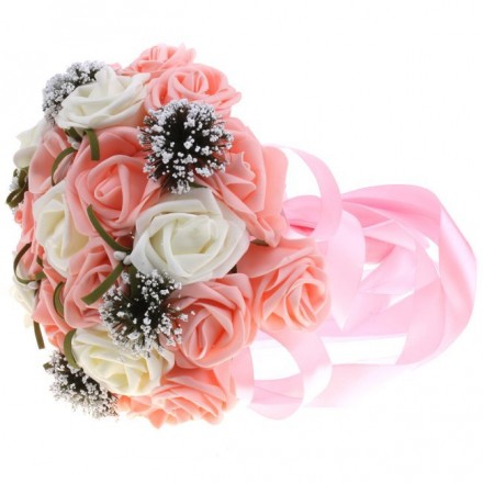 Bouquet Sposa con rose rosa e bianche elegante
