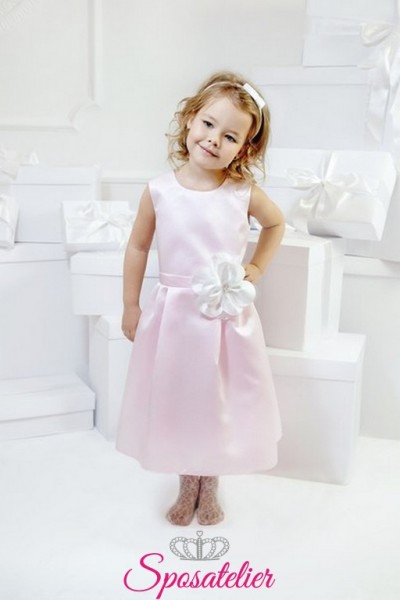 linda-Abito da damigella d’onore bambina-Linea-A Al ginocchio giro maniche Raso / Tulle economici online