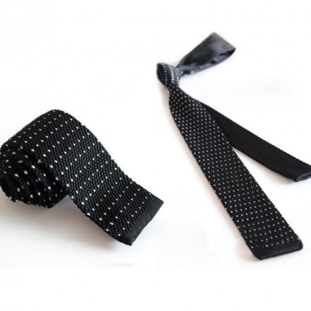 Cravatta a maglia nera a pois