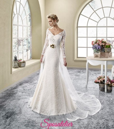 Abito da Sposa in pizzo con cintura staccabile due pezzi
