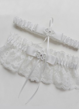 Giarrettiera sposa  2 pezzi bianca elegante con pizzo