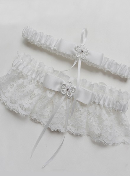 Giarrettiera sposa  2 pezzi bianca elegante con pizzo