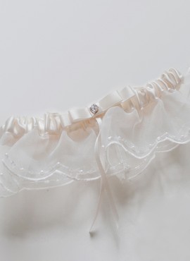 Giarrettiera sposa  bianca con pizzo e perline online economica