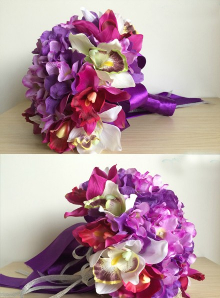 bouquet sposa con fiori rosa viola lilla e bianchi