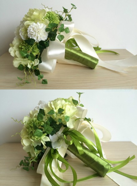 Bouquet Sposa particolare verde e bianco finto online