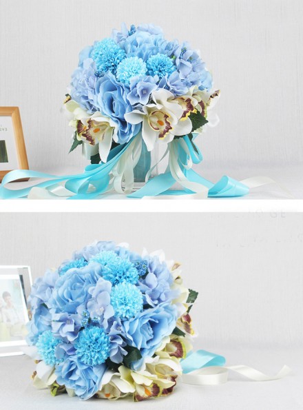 Bouquet da Sposa originale prezzi bassi fiori azzurri economico