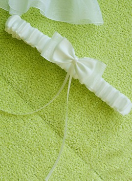 Giarrettiere sposa in raso con fiocco online color avorio economiche