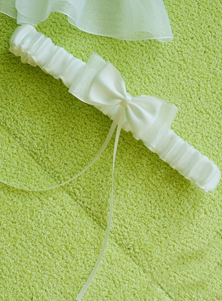 Giarrettiere sposa in raso con fiocco online color avorio economiche